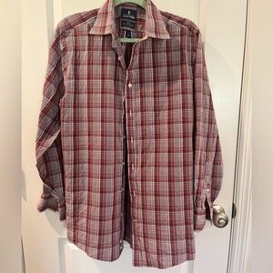 Stafford Red Plaid Easy Carr Shirt 16 34/35